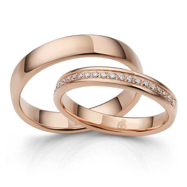 071trauringe Klassisch 9kt Rosegold Mit Stein Besetzt Rauschmayer Trauringmanufaktur